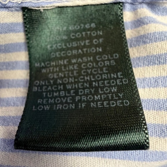 Lauren Ralph Lauren Blue White Striped Button Down Shirt Dress Embroidered Sz L - Picture 4 of 7